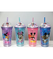 Konyax Sevimli Mickey Mouse Pipetli Işıklı Boncuklu Suluk Bardak 400 ml