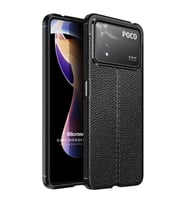 Microsonic Xiaomi Poco X4 Pro 5G Kılıf Deri Dokulu Silikon Siyah