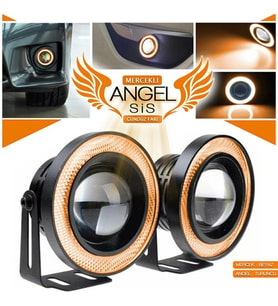 Universal Mercekli Led Angel Sis Farı, 76mm Turuncu