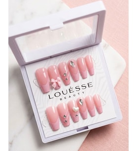 Louésse Pink Love Bow Takma Tırnak 12’li Pembe Fiyonk Kalp Detaylı Sweet Crush Nail