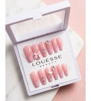 Louésse Pink Love Bow Takma Tırnak 12’li Pembe Fiyonk Kalp Detaylı Sweet Crush Nail
