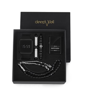 DEEPWELL Erkek Kol Saati Çakmak Tesbih Bileklik Seti dw253