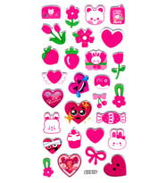 Sticker Kabartmalı Stiker Defter, Planlayıcı Etiket (Ldg021)-17x9 cm- Kalp Tavşan