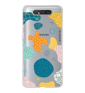 Samsung Galaxy A80 Uyumlu Kapak Geometrik Şekiller Tasarımlı Şeffaf Silikon Kılıf