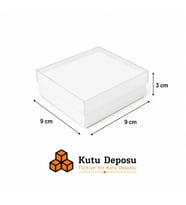9x9x3 cm Asetat Kapaklı Takı Kutusu-Beyaz (DEMONTE) (50 ADET)