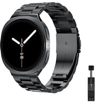 Samsung Galaxy Watch 9 / Watch 8 (40mm/44mm) ve Watch 8 Classic (46mm) Uyumlu Üç Bakla Paslanmaz Çelik Kordon – Boşluksuz (No Gap) Tasarım, Dolu Metal, Baklası Çıkarılabilir Kayış