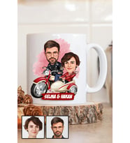 Çiftlere Özel İlginç Hediye Motorsiklet Temalı Karikatürlü Beyaz Kupa Bardak