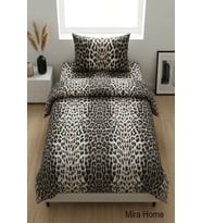 Leopar Desenli Pamuklu Lastikli Çarşaflı Tek Kişilik Nevresim Takımı (100x200 Cm)