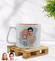 BK Gift Kişiye Özel Sevgililer Karikatürlü Middle Beyaz Kupa Bardak Model 98