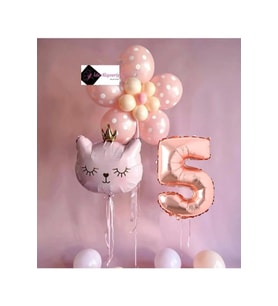 5 YAŞ ÇİÇEK KEDİ BALON DEMETİ DOĞUM GÜNÜ SÜSÜ DOĞUM GÜNÜ PARTİ SETİ