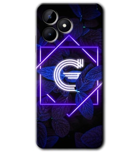 Realme C53 Kılıf HD Desen Baskılı Kılıf - Dark Neon Yaprak G Harfi