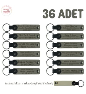 Kül Gri & Sütlü Kahve, Güzellik Merkezi Açılış Kutlamanız İçin Markanıza Özel, 36' lı Set Anahtarlık