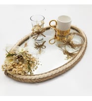 Lora Davet Damat kahve fincanı tepsisi (1 Adet) Beyaz - 53178