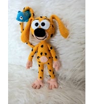 Marsupilami ve Balığı Amigurumi Organik Oyuncak