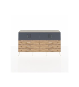 Arges Konsol 2 Raflı 6 Çekmeceli 4 Kapaklı 176x30x99 Aytaşı-Antrasit/Çam