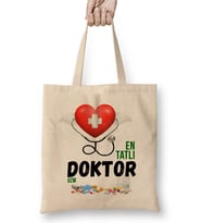 Doktor Doktora Hediye Bez Çanta Uzun Saplı