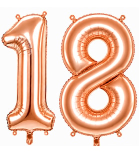 18 Rakam Folyo Balon Rose Gold Rengi (76 cm)
