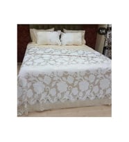 Ahu Lüks Güpürlü Polyester Pamuk Kumaş Bej Pike Takımı 6 Parça  45