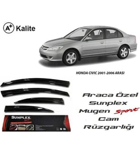 Honda Civic Mugen Cam Rüzgarlığı 2001-2006 arası 4'lü Sunplex (Beyaz)