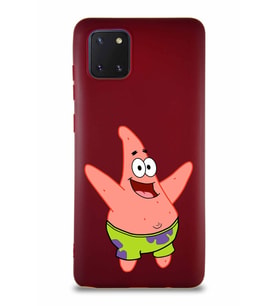 Samsung Galaxy A81 Soft Premier Kapak Patrick Yıldız Tasarımlı Silikon Kılıf - Mürdüm (Şeffaf)