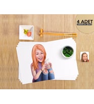 BK Gift Kişiye Özel Kadın Karikatürlü 4 Adet Amerikan Servis Seti-103 (Beyaz)