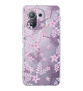 Xiaomi  Mi 11 Pro  Kamera Korumalı Kapak Floral Pudra Tasarımlı Şeffaf  Kılıf