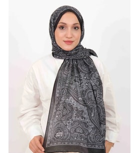 Luissa Soft Şal Etnik Desen Siyah Gri