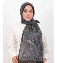 Luissa Soft Şal Etnik Desen Siyah Gri