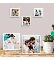 Yapışkanlı Sök Tak Beyaz Pola Çerçeveler 12x12cm - 3'lü Paket +resim baskısı