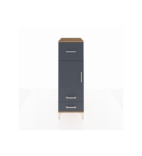 Kronos Dolap 2 Raflı 3 Çekmeceli Tek Kapaklı 44x59x134 Çam-Antrasit
