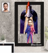 Kişiye Özel Uzay Karikatürlü 3D Ahşap Tablo 30x47 Bay-2