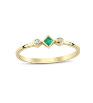 0.02 Karat Pırlantalı Zümrüt Hafif Yüzük PY1493-5