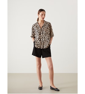 LCW Vision Siyah Loose Fit Keten Karışımlı Kadın Şort