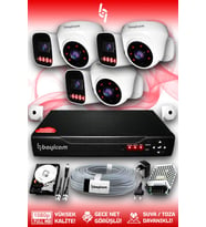 Bayicam 6 Kameralı Zebra 3 İç Kamera Set 1 TB 5 MP Full HD Gece Görüşlü Güvenlik Kamerası Sistemi