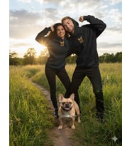 Sevgililer Günü Bulldog Köpeği Figürlü Çift Hoodie Kombini
