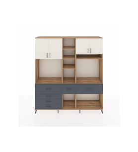 Hyperion Dolap 11 Raflı 6 Çekmeceli 4 Kapaklı 220x44x243 Çam-Aytaşı/Antrasit