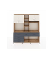 Hyperion Dolap 11 Raflı 6 Çekmeceli 4 Kapaklı 220x44x243 Çam-Aytaşı/Antrasit