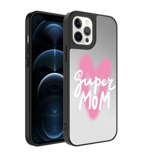 Apple iPhone 12 Pro Max Kılıf Aynalı Desenli Kamera Korumalı Parlak Zore Mirror Kılıf Süper Anne
