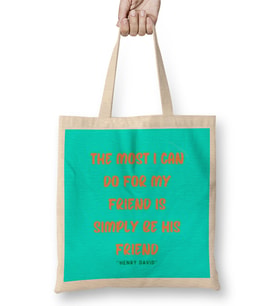 Friendship Quotes Gift Henry David Bez Çanta Uzun Saplı