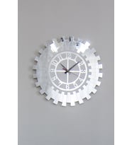 Modern Gümüş Güneş Duvar Saati Dekoratif Türk Rakamlı Mdf Üzeri Aynalı Pleksi 50x50 Cm