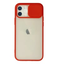 Durukar® iPhone 12 Kılıf Palm Buzlu Kamera Sürgülü Silikon - Kırmızı