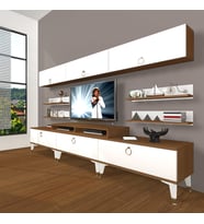 Decoraktiv Ekoflex 8Y Mdf Gold Tv Ünitesi Tv Sehpası - Ceviz Beyaz (Beyaz - Kahverengi)