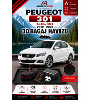 Peugeot 301 2012 - 2022 Araca Özel 3D Bagaj Havuzu