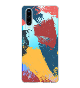 Huawei P30 Uyumlu Kapak Brush Stroke Tasarımlı Şeffaf Silikon Kılıf