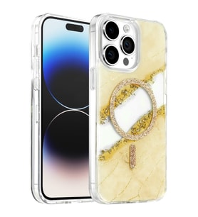 Onegif iPhone 14 Pro Max Lotus Simli Magsafe Kapak - Gümüş