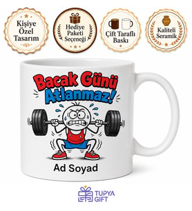 Squat Temalı Komik Spor Baskılı Kupa Bardak Fitness Hediye