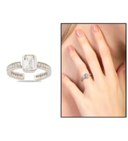 Baget Kesim Beyaz Zirkon Taşlı Silver Renk Free Size 925 Ayar Gümüş Kadın Tektaş Yüzük