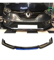 Renault Megane MK4 Mavi Renkli Şeritli Dilli Ön Lip 4 Prç Parlak Siyah ABS 2016 - 2021