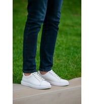 Growish GR0099 Hakiki Deri Üst Kalite Beyaz Yüksek Eva Taban Koku Yapmaz Erkek Sneakers Ayakkabı (Beyaz)