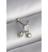 316L Çelik Gümüş Renk Beyaz Minelik Kalp Sallantı Zirkon Taş Detay Tragus Piercing